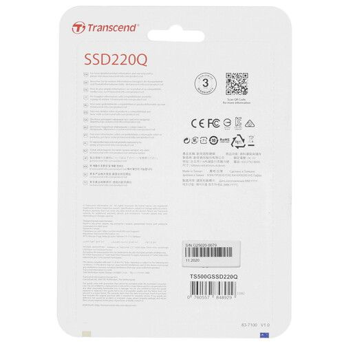 Transcend 500 ГБ Внутренний SSD-диск 500 ГБ, 550 Мбайт/сек, 100 ТБ ([TS500GSSD220Q])  #1