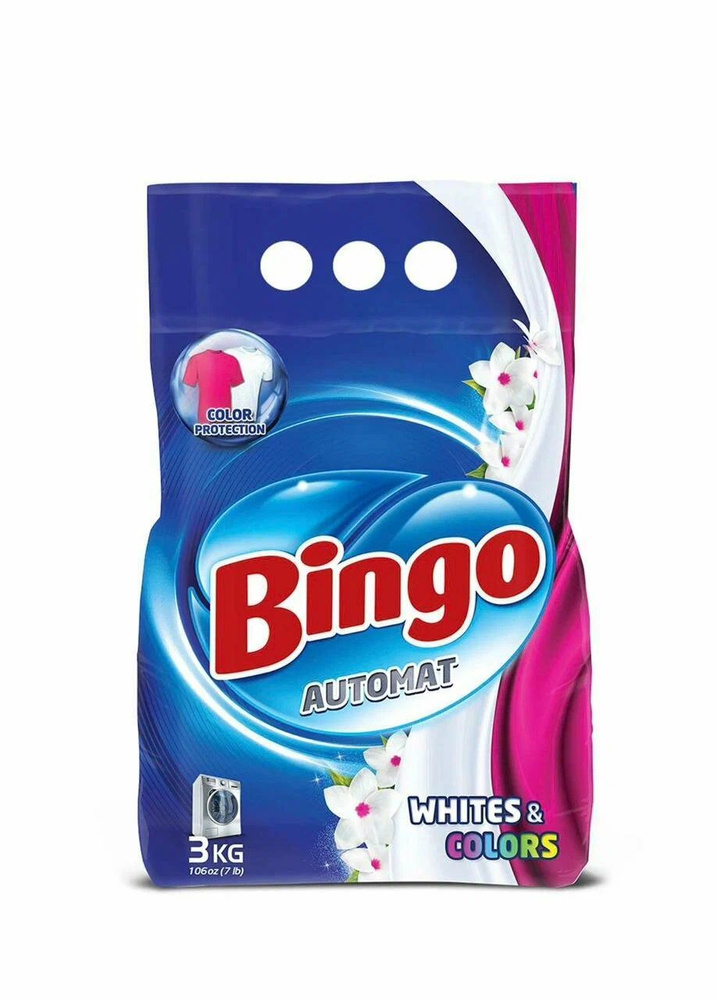 Стиральный порошок BINGO WHITES&COLORS для белого и светлого белья, автомат 3 кг  #1