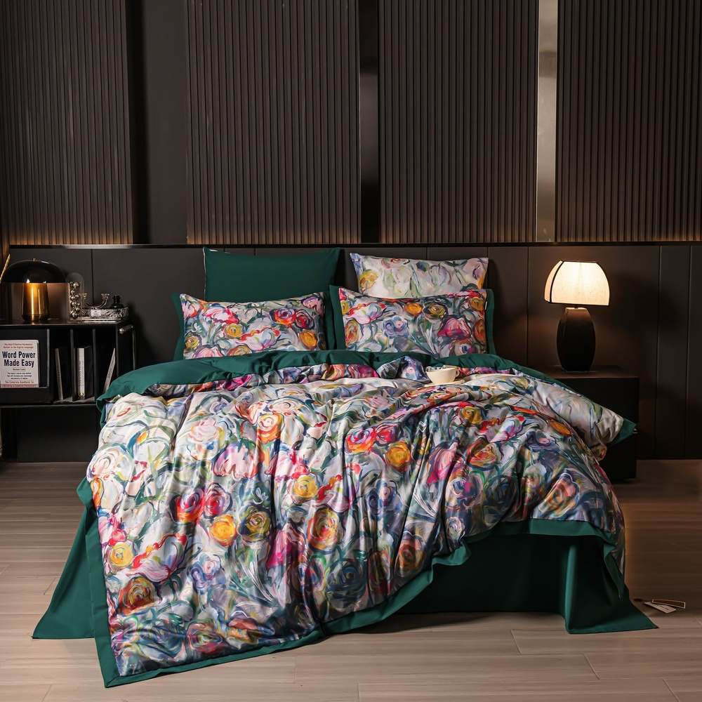 VIVA HOME TEXTILE Комплект постельного белья, Сатин, Семейный, наволочки 50x70, 70x70  #1