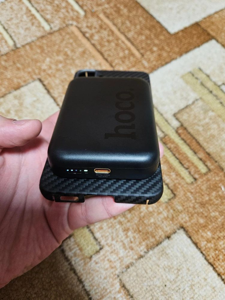 Повербанк магнитный 5000 mah с беспроводной зарядкой Hoco J117 черный powerbank внешний аккумулятор для #1