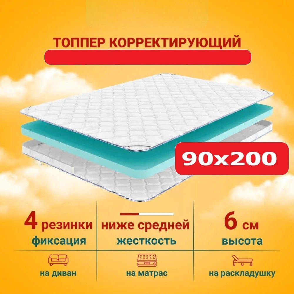 Топпер-матрас 6 см, 90х200 см. #1