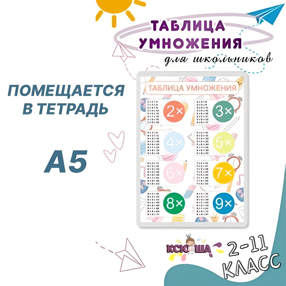 Таблица умножения в тетрадь А5 #1