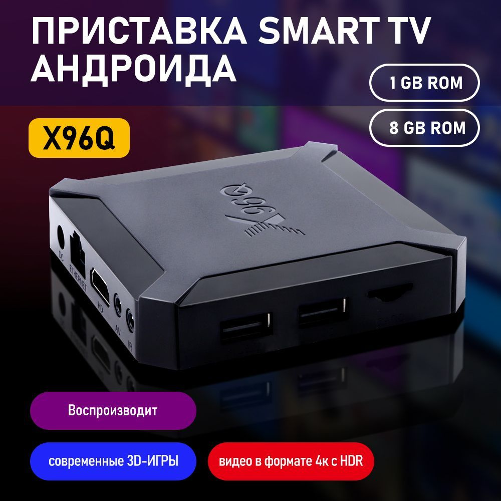 Медиаплеер X96Q Android, 1 ГБ/8 ГБ, Wi-Fi, черный #1