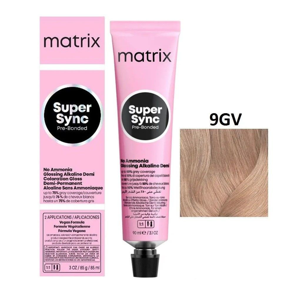 Matrix SoColor Super Sync 9GV Краситель для волос тон-в тон Oчень светлый блондин золотистый перламутровый, #1