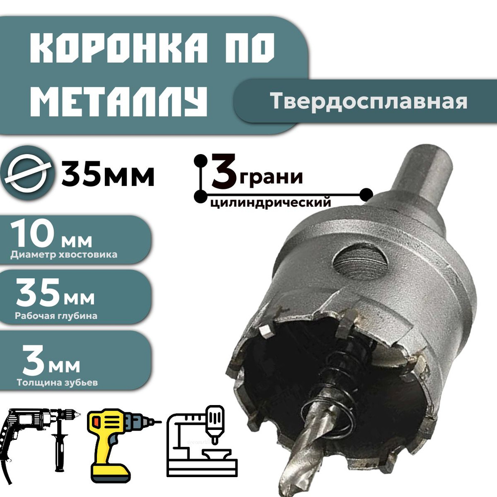 Коронка по металлу твердосплавная 35 мм #1