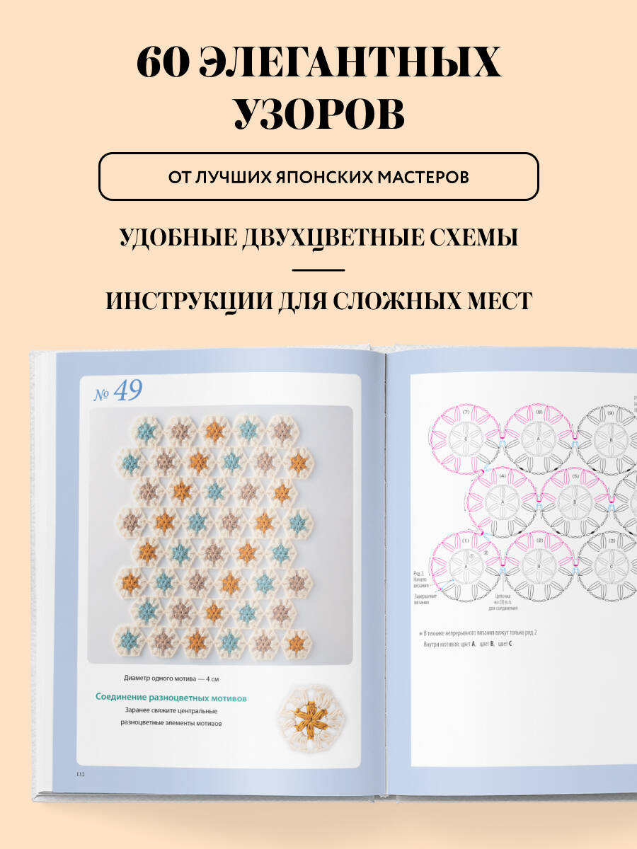 Японское непрерывное вязание крючком. 60 эффектных мотивов и 5 красивых проектов (мягкая обложка) | Japanese Continuous Crochet: 60 Stylish Motifs and 5 Beautiful Projects - Ozon image 1
