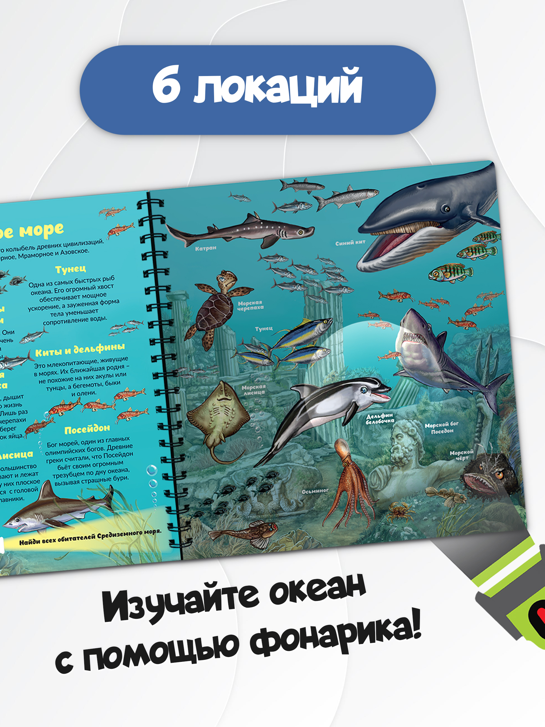 Книга для детей и малышей с фонариком | Who Lives Underwater? A Flashlight Book - Ozon image 1