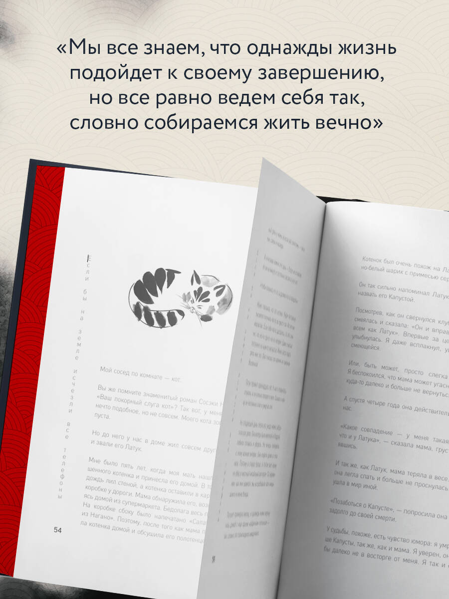 Если все кошки в мире исчезнут. Эксклюзивное издание с цветными иллюстрациями (имитация шнуровки, печать по обрезу) | If All the Cats in the World Disappeared. Exclusive Edition with Color Illustrations (imitation lacing, edge printing) - Ozon image 2