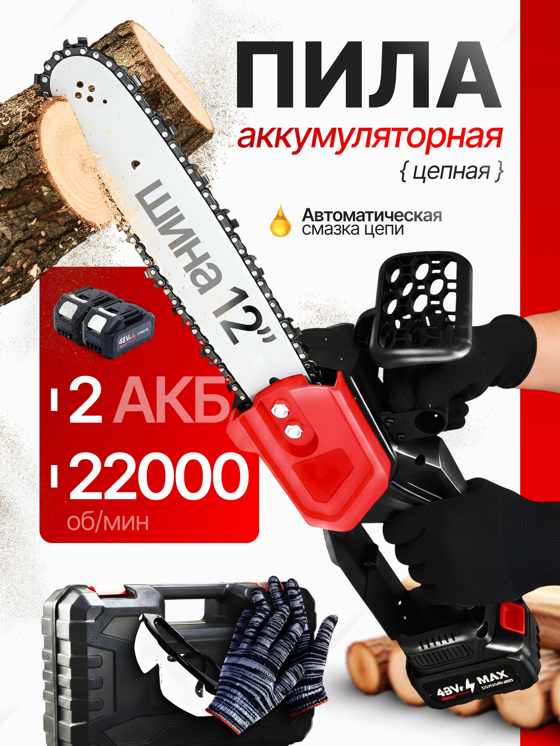 Пилааккумуляторнаяцепная2АКБвкейсе
