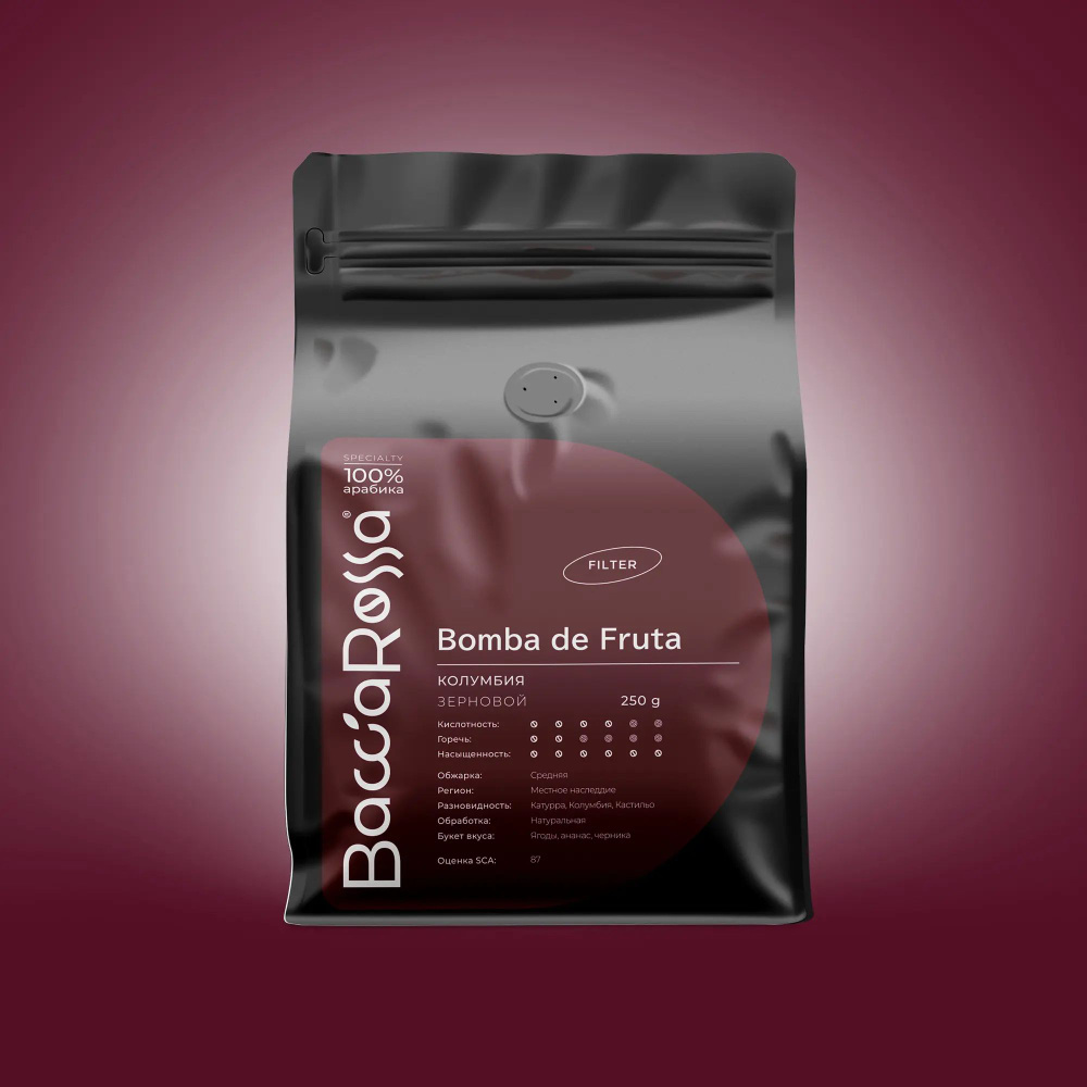 Кофе в зернах 250г Колумбия Бомба де Фрута Bacca Rossa / Specialty coffee Colombia 100% арабика для кофеварки #1