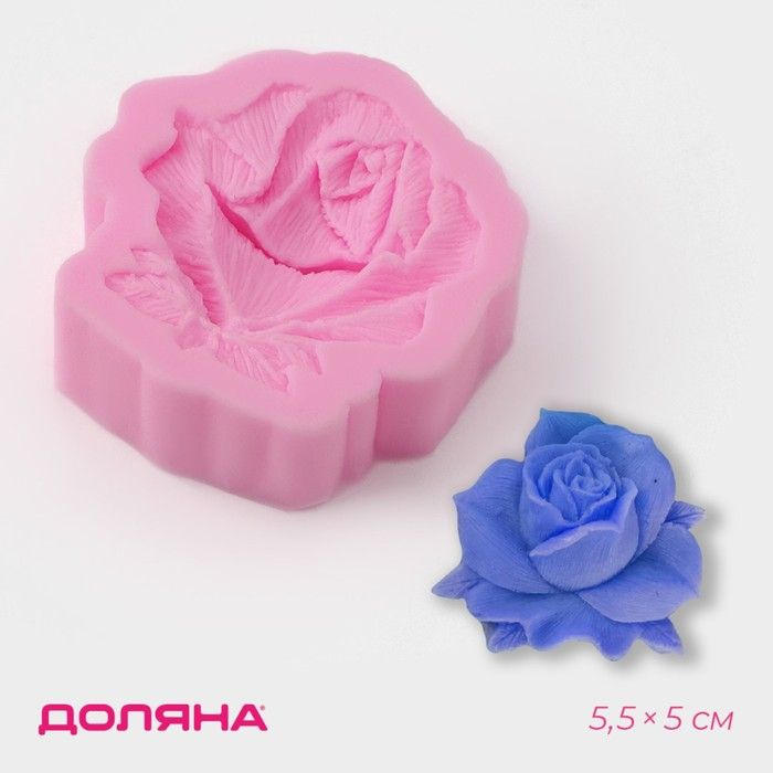 Молд Доляна Дикая роза, силикон, 5,5 x 5 x 1,5 см, цвет розовый  #1