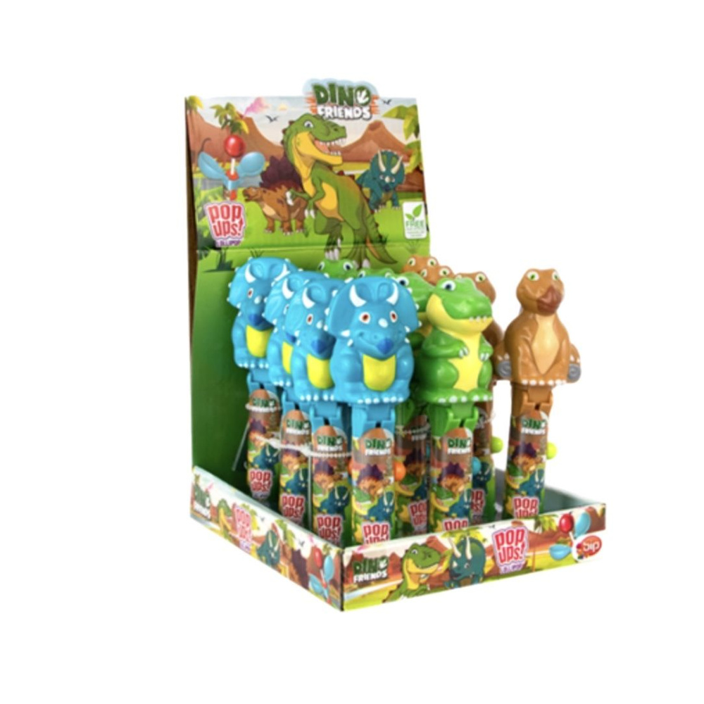 Леденцы Bip Dino Friends Pop Ups LolliPop, 10 г х 12 шт #1