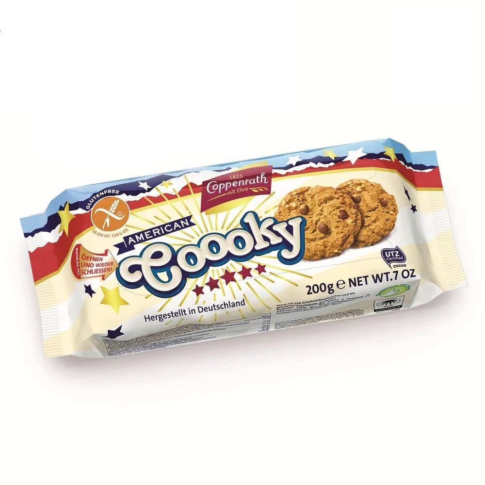 Печенье Coppenrath American Coooky с кусочками шоколада и фундука без глютена, 200 г  #1