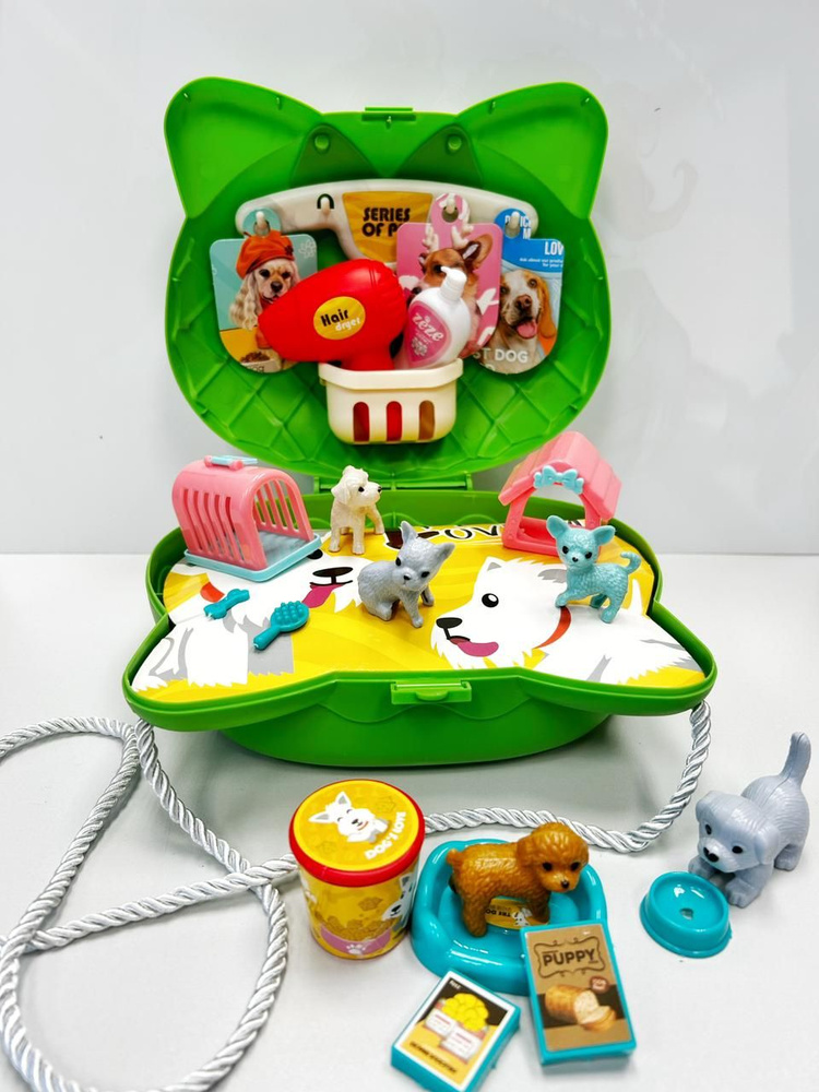 Набор детский игровой "Домашние питомцы" в пластиковом боксе "Кошка" с 25 предметами для игры  #1