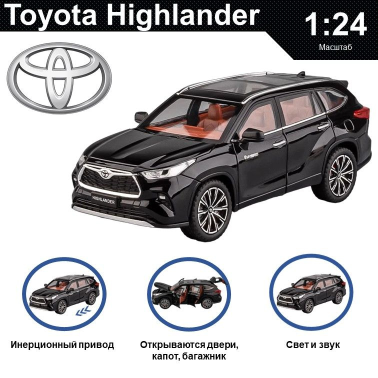Машинка металлическая инерционная, игрушка детская для мальчика коллекционная модель 1:24 Toyota Highlander #1