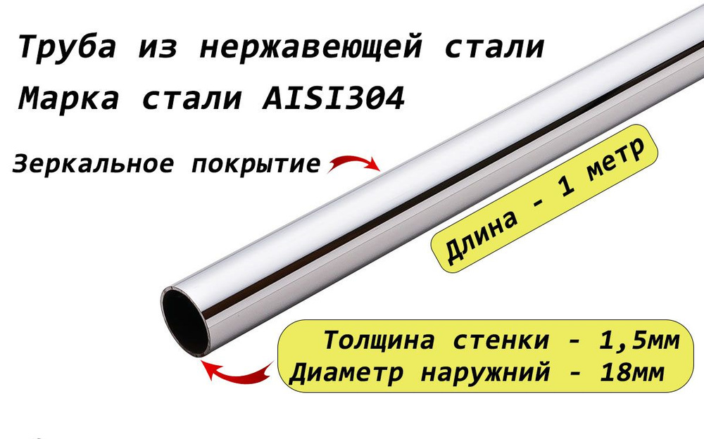 Труба круглая 18х1,5мм из нержавеющей стали AISI304 - 1 метр #1