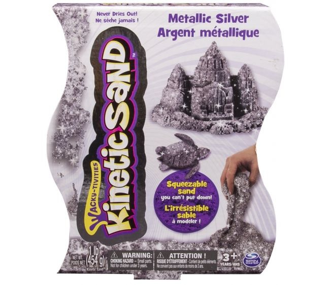 Песок для лепки Kinetic sand металлик 455 гр серебро #1