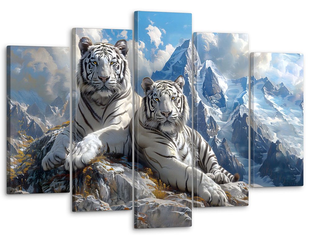 Модульная картина для интерьера на стену "Тигры" 80x140 см MK50347  #1