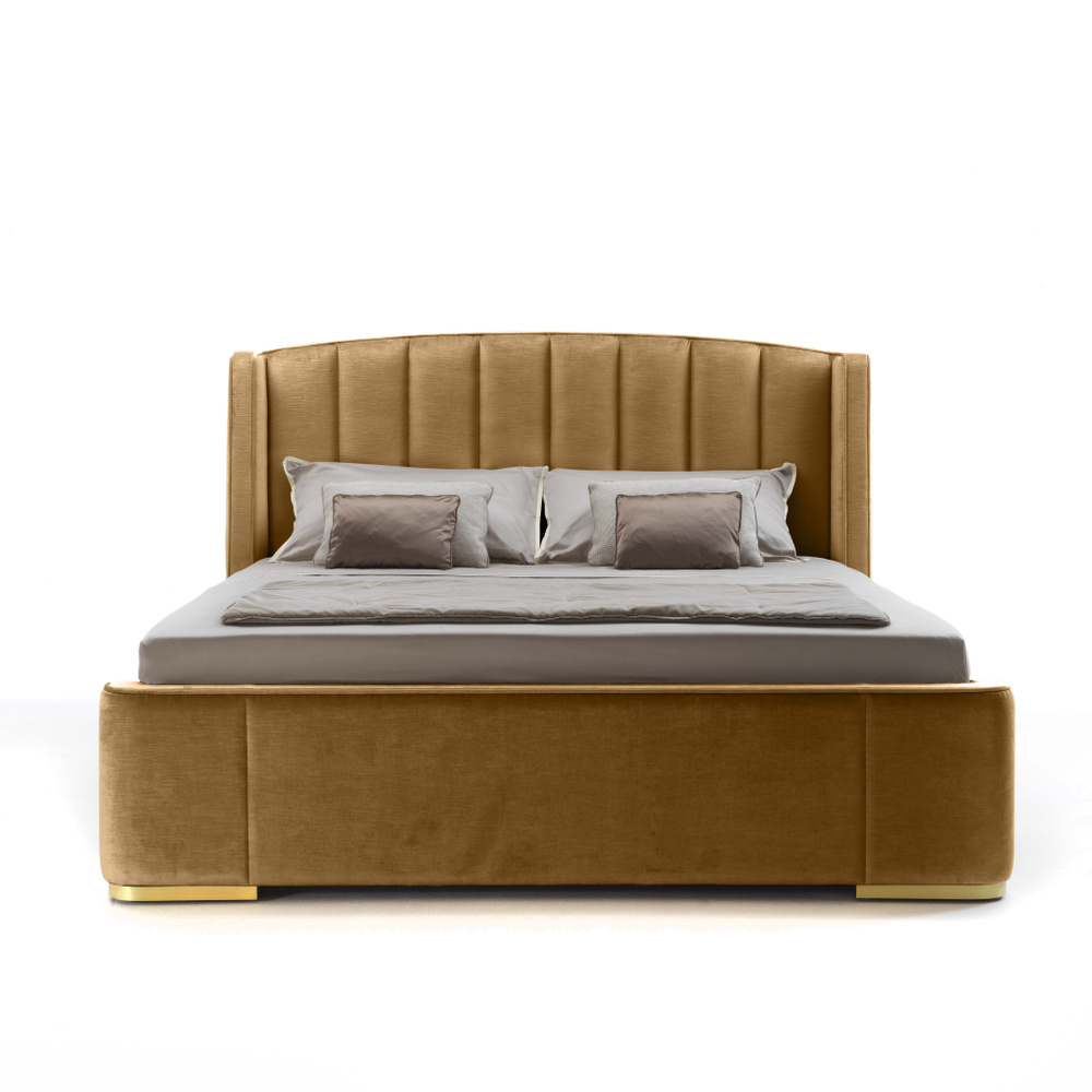 Двуспальная кровать Madison 180х200, с подъемным механизмом и ящиком для белья, горчичный  #1