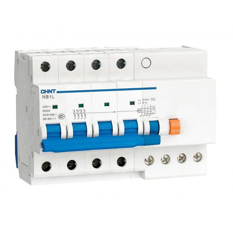 Выключатель автоматический дифференциального тока 4п C 16А 30мА тип AC 6кА NB1L-40 (R) CHINT 198111  #1