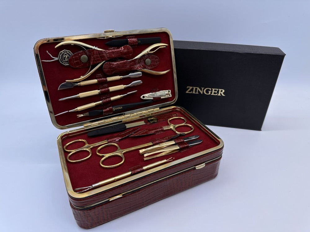 Zinger Набор для маникюра, шкатулка из 15 предметов, золотой  #1
