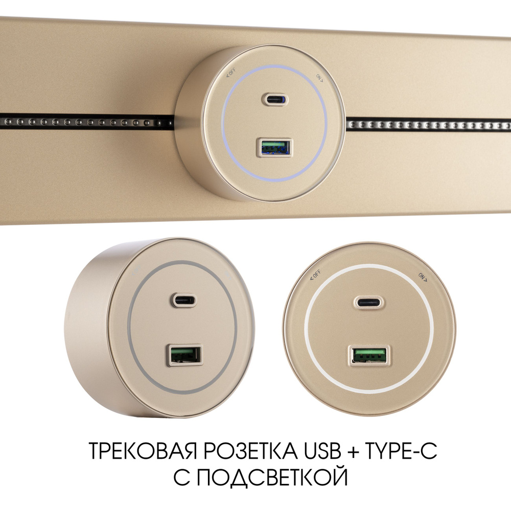 Трековая розетка, Tesla Light, 3.1A 250V 399732TS/USB-Type-C Gold #1