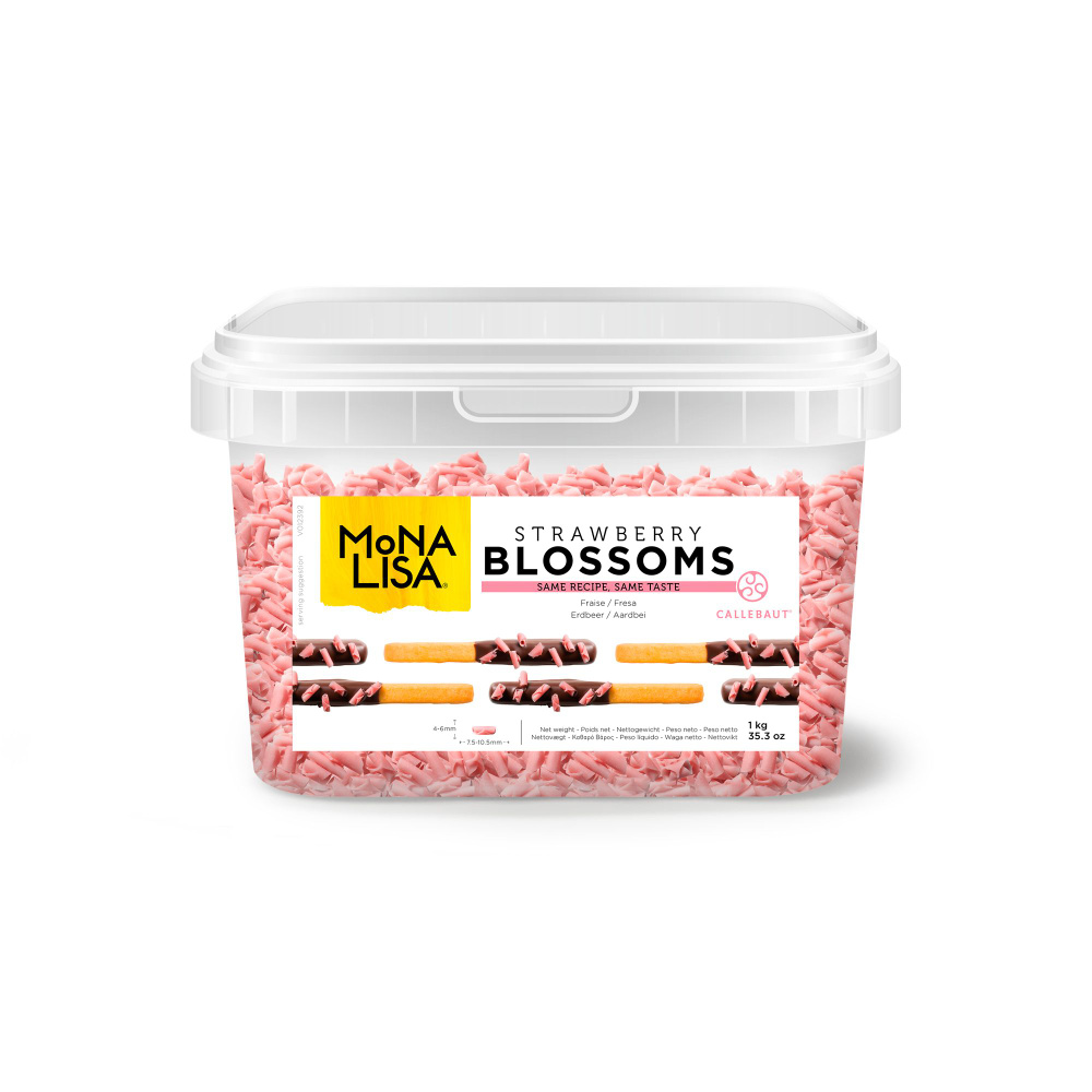 Шоколадная стружка белая со вкусом клубники Blossoms Strawberry MoNa Lisa 1 кг  #1