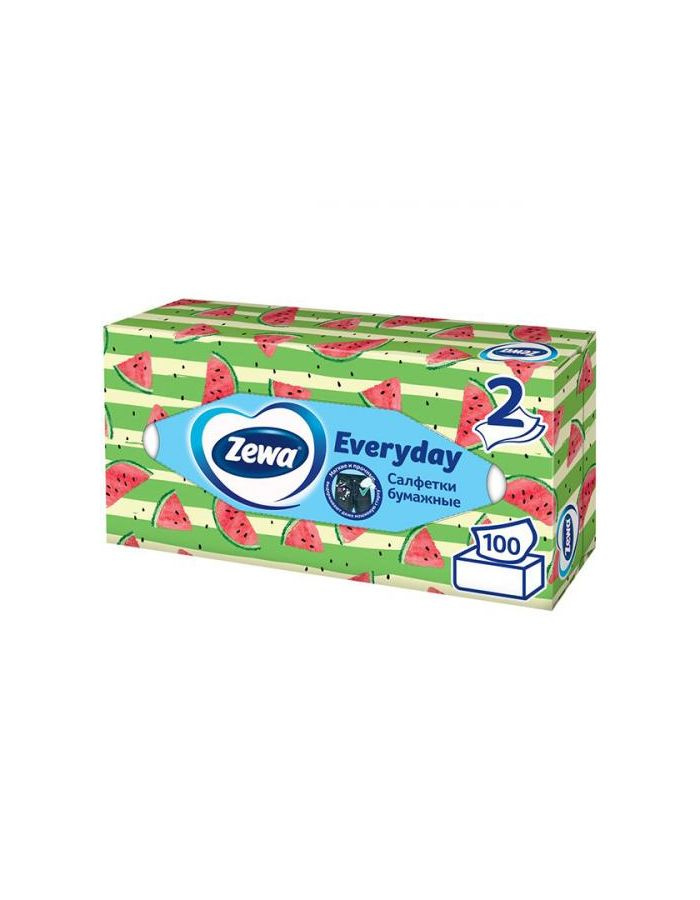 Салфетки бумажные косметические Zewa Everyday 2-х слойные, 100 шт в упаковке, 1 уп  #1