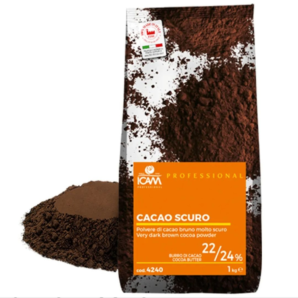 Какао-порошок алкализованный ICAM без ванилина 22/24% 1 кг. Италия  #1