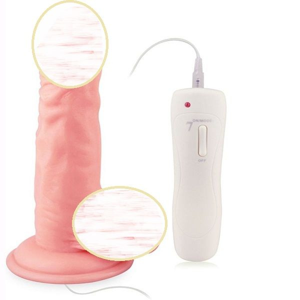 Телесный вибратор 7" Vibrating Dong with Vibrating Balls - 16 см. #1