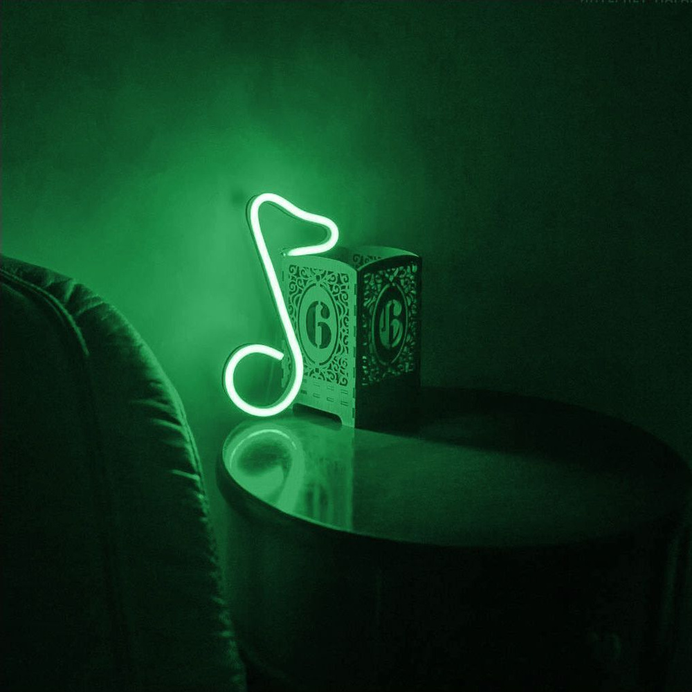 Неоновый светильник Elmarto Нота, 15х7 см, зеленый #1