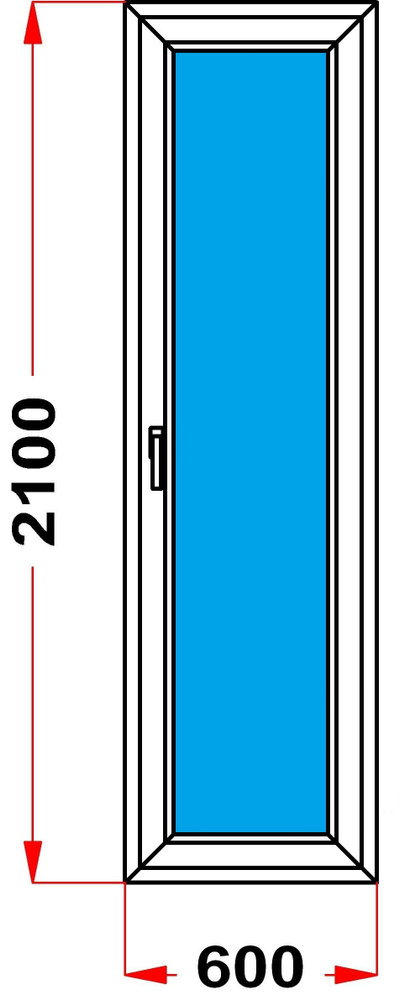 Балконная дверь 60 мм (2100 x 600) 56, с поворотно-откидной створкой, стеклопакет 3 стекла  #1
