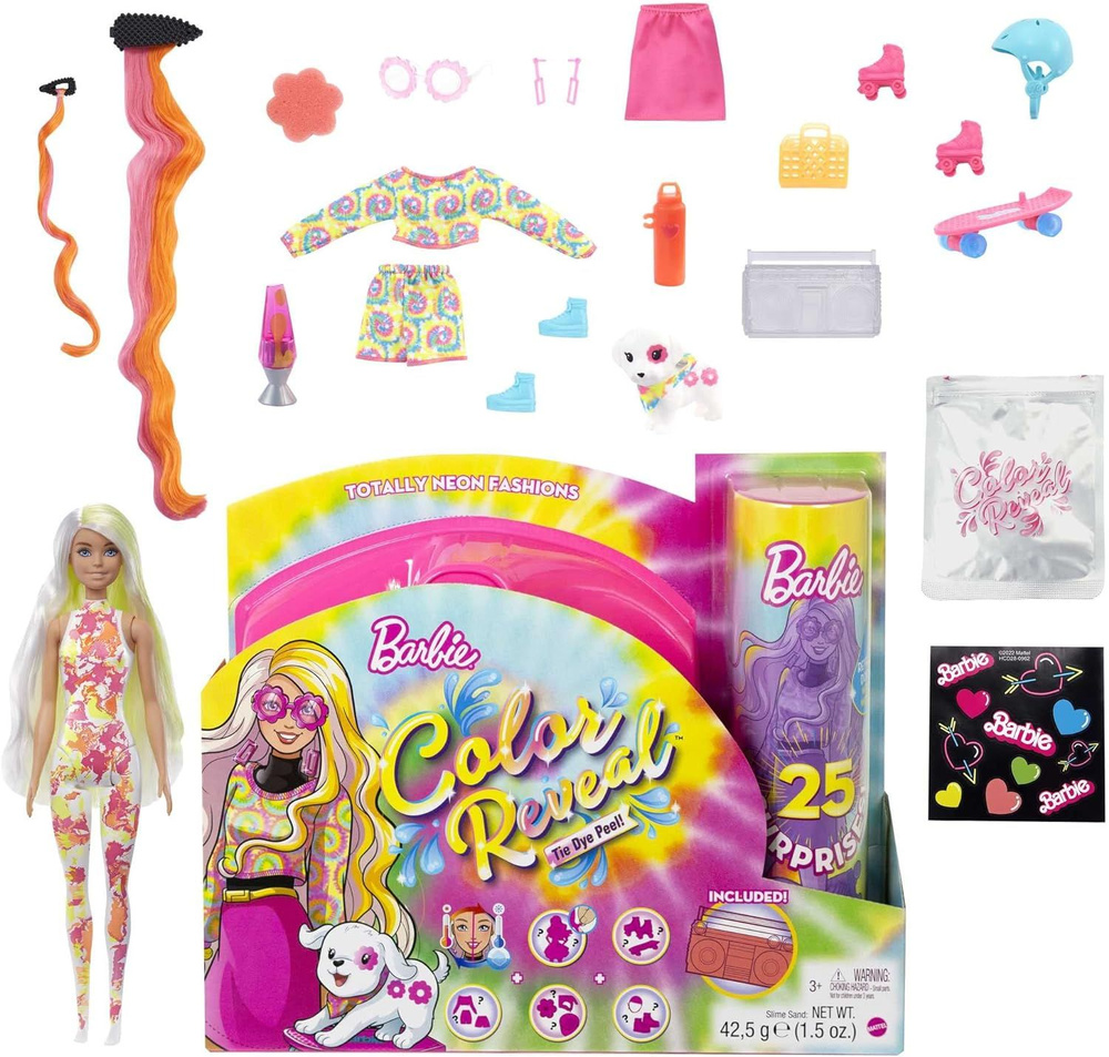 Игровой набор с куклой Барби Barbie Color Reveal блондинка с мелированием и 25 сюрпризами  #1