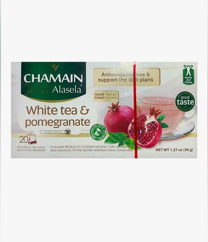 Чай натуральный БЕЛЫЙ с ГРАНАТОМ / пакетированный чай "Chamain" 36 гр. / Сирия  #1