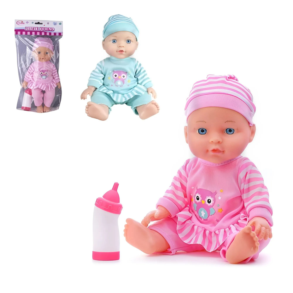 Игрушка кукла пупс с одеждой для девочки, рост 27 см, с бутылочкой, 2 цвета, HX807A-43/HX807A-38/143083 #1