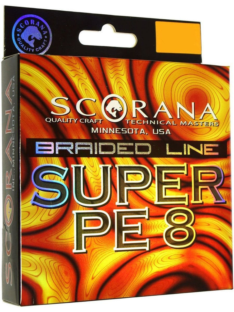 Плетенка рыболовная Шнур Scorana SUPER PE 8, 150m, Оранж., 0.30mm SUP8-030-OR  #1