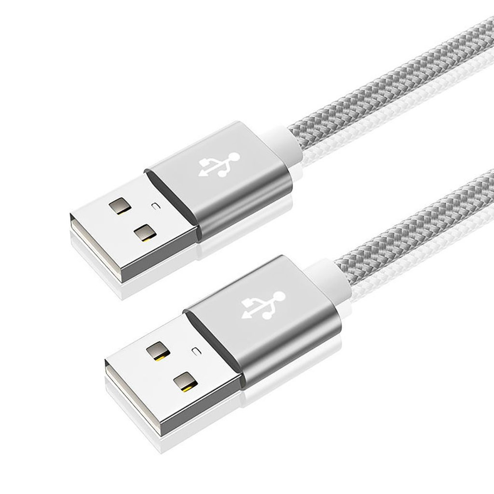 USB-концентратор,usb2.0 мужской к мужскому кабелю данных - серебристый - 25 см, 1 шт  #1