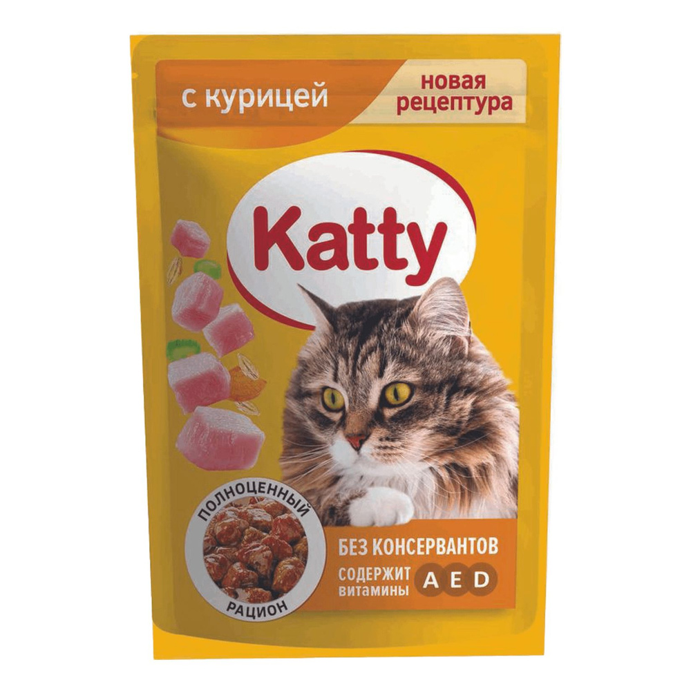 Влажный корм Katty с курицей для кошек 85 г 5шт #1