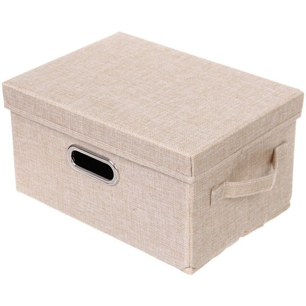 Коробка для хранения вещей складная с крышкой "ДЭСТРА", цвет светло-бежевый, 32х24х18см  #1