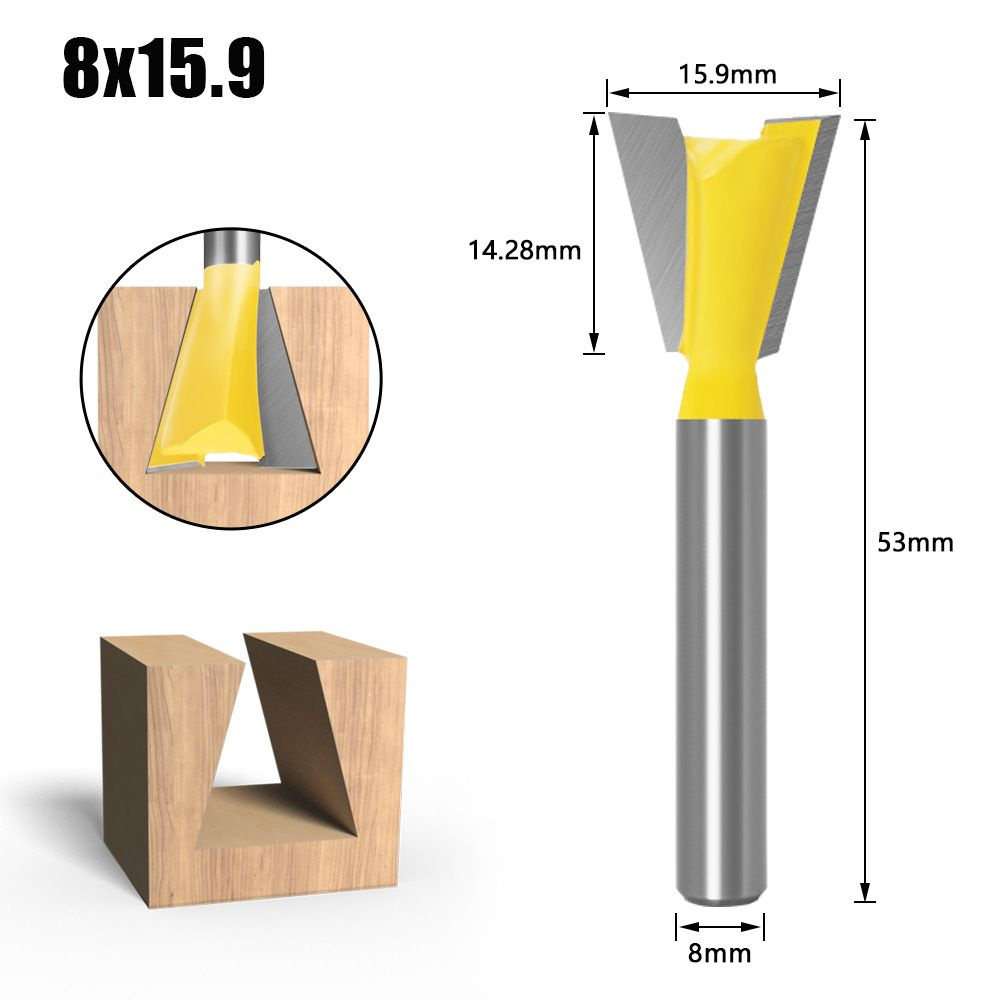 Фреза пазовая Ласточкин хвост хвостовик 8 мм DxHxL 15.9x14.28x53 мм  #1