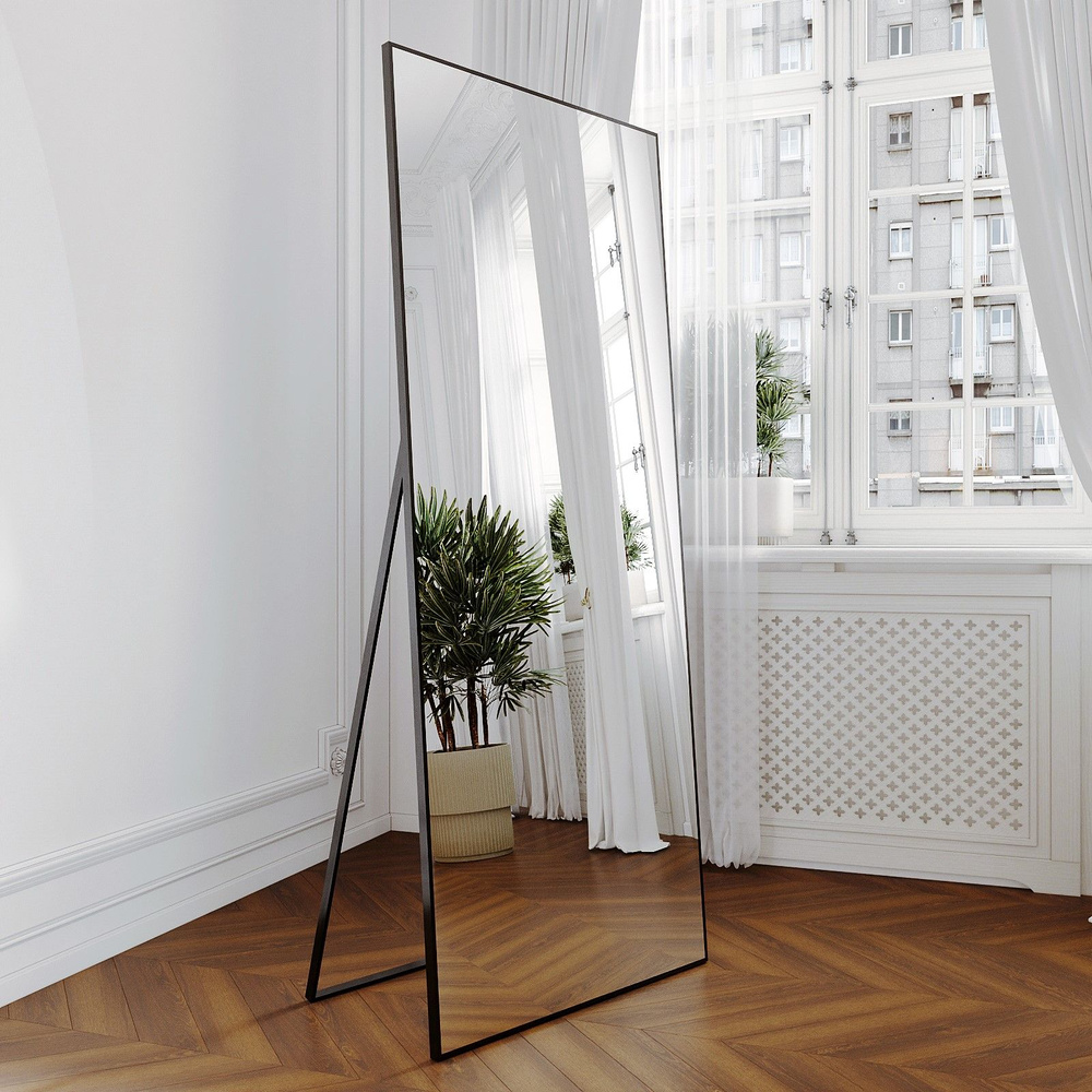 Напольное черное зеркало TODA ALMA большого размера в полный рост в коридор или прихожую 160х50 см  #1