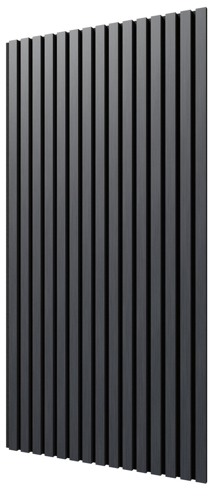 Акустическая панель, черный войлок, 1200х600х21мм, рейки МДФ, шпон дуб антрацит темно-серый, Монако. #1