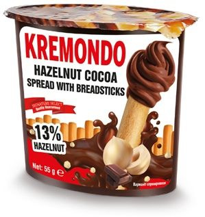 Набор из пасты ореховой с какао и хлебных палочек "Kremondo" 55 грамм  #1