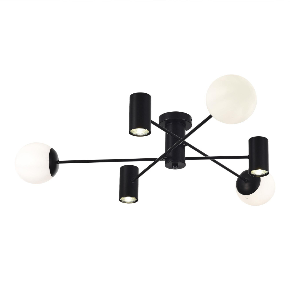 Светильник потолочный EVOLUCE цвет черный коллекция RAITO в стиле Modern цоколь GU10+E27 ламп 3+3х5+60W, #1