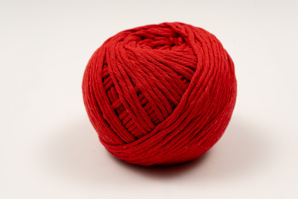 Шпагат хлопковый Kraftcom, 2мм х 50м (1шт), цвет - красный / шпагат для вязания, веревка для плетения #1