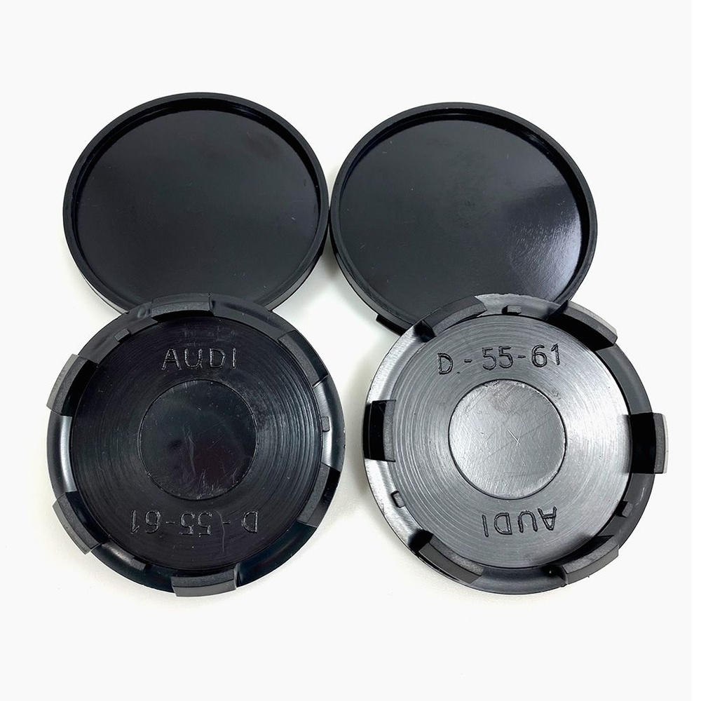 Колпачки на литые диски 61/56/10 мм черные комплект-4 шт без логотипа / Заглушки ступицы 4M0-601-170-JG3 #1