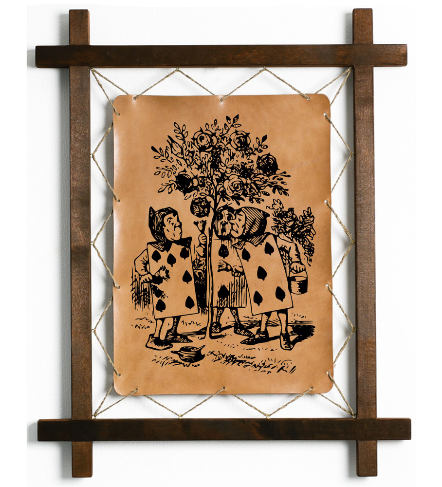 Картина "Карточные солдаты", гравировка на натуральной коже, интерьерная для украшения и декора на стену #1