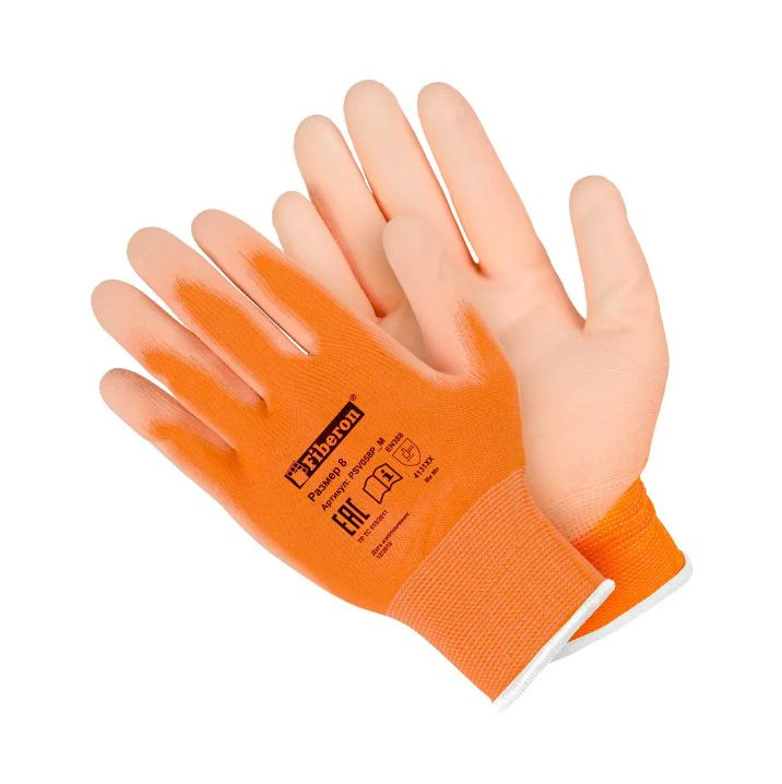 Перчатки полиэстеровые Fiberon, размер 8 / M, цвет оранжевый #1