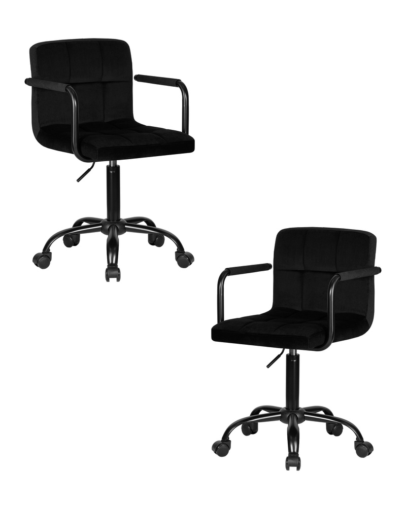 Набор 2 шт. Офисное кресло для персонала DOBRIN TERRY BLACK, LM-9400_BlackBase, черный велюр (MJ9-101) #1