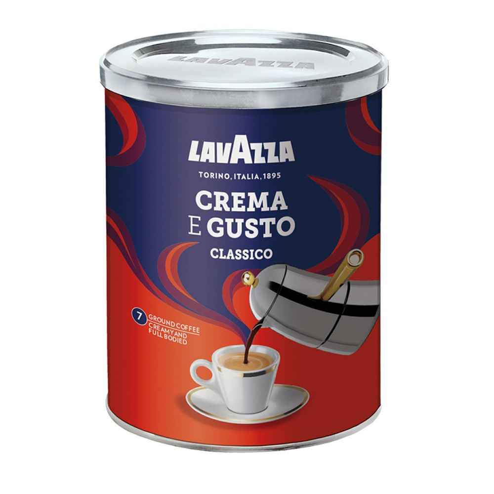 Кофе Lavazza Лавацца Crema e Gusto молотый в банке 250г, бленд, 30% арабика 70% робуста, темная обжарка #1